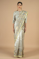 Flower Embroidered Tissue Saree Blouse Set239 video